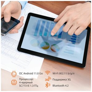 Планшет SunWind Sky 1123B 3G 10.1", 1GB, 16GB, 3G, Android 11.0 Go черный