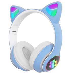 Беспроводные bluetooth наушники Cat Ear со светящимися кошачьими ушками и лапками LED, микрофон