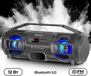 Колонка портативная музыкальная bluetooth, беспроводная с блютуз Defender G104, 12Вт, BT, MP3, USB, MicroSD, FM радио, AUX