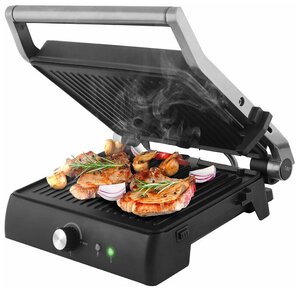 Гриль электрический Endever Grillmaster-225 / 2300 Вт / до 230 градусов / открывается на 180 градусов / электрогриль с антипригарным покрытием