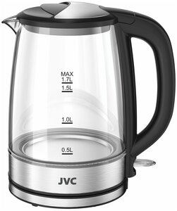 Чайник электрический JVC стеклянный 1,7 л с контроллером STRIX, фильтр от накипи, светодиодная подсветка, индикация включения